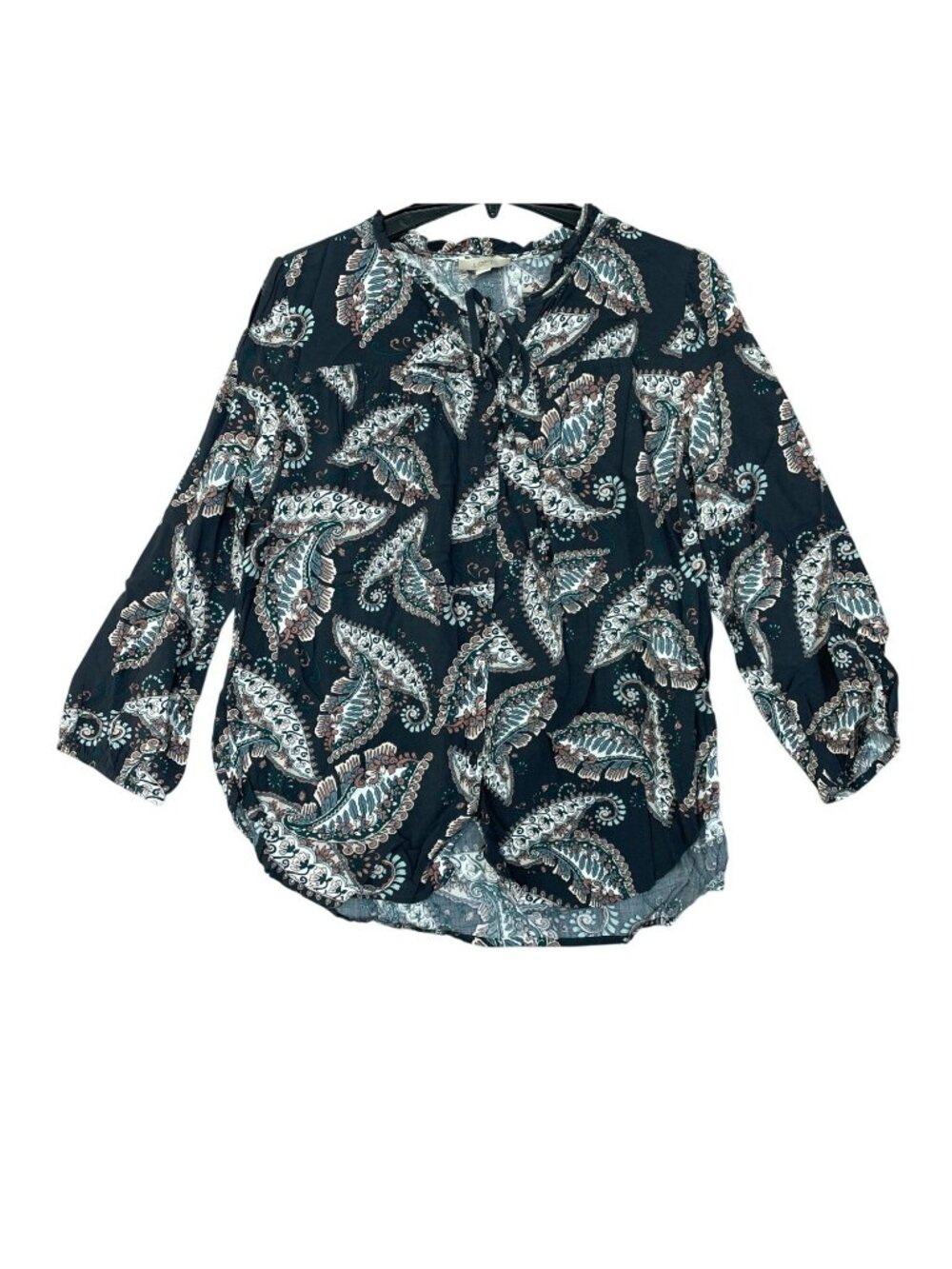 Loft  Women’s M Paisley Pullover front Keyhole Blouse 100% Rayon F1383